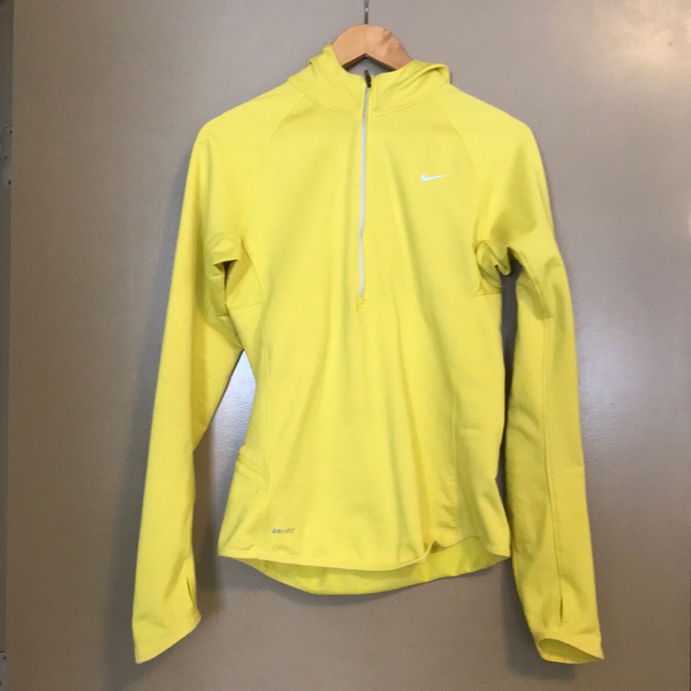 Nike Bright Yellow Half-Zip Hoodie Sweatshirt